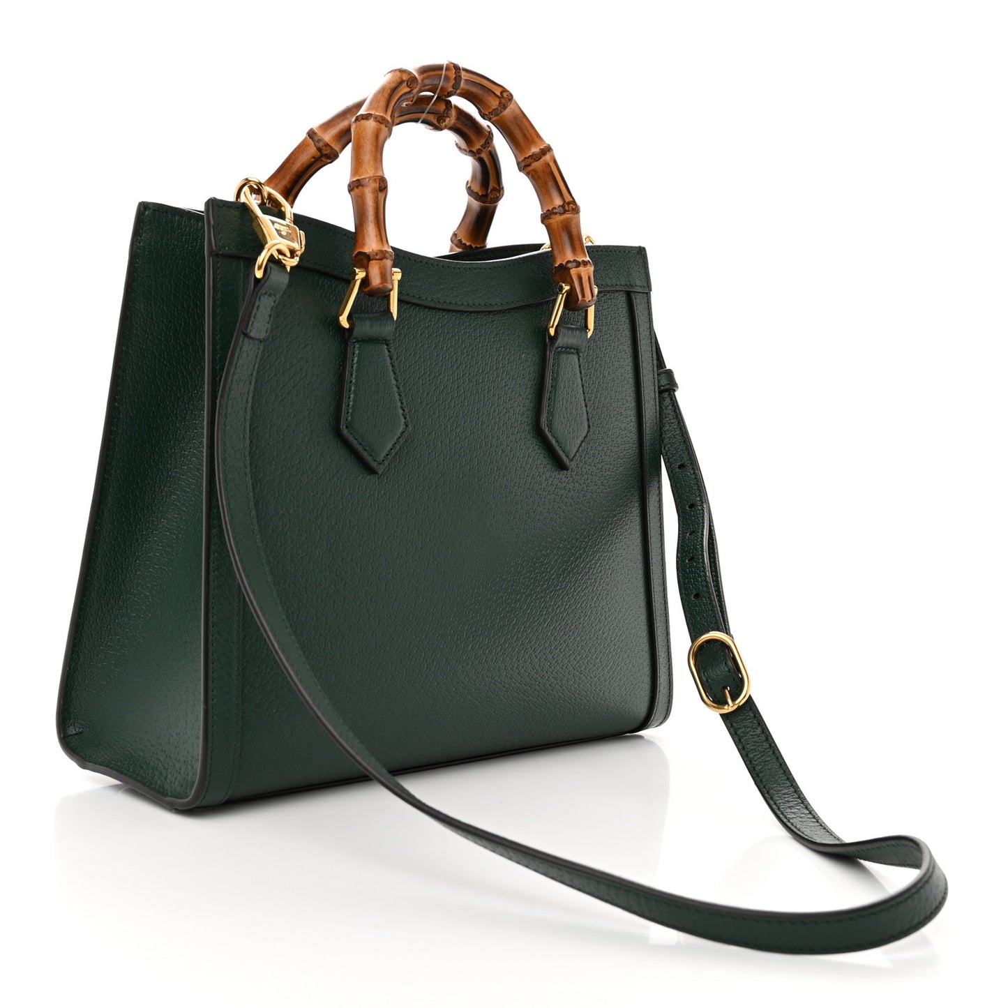 Textured Dollar Calfskin Web Small Diana Tote Bag Green