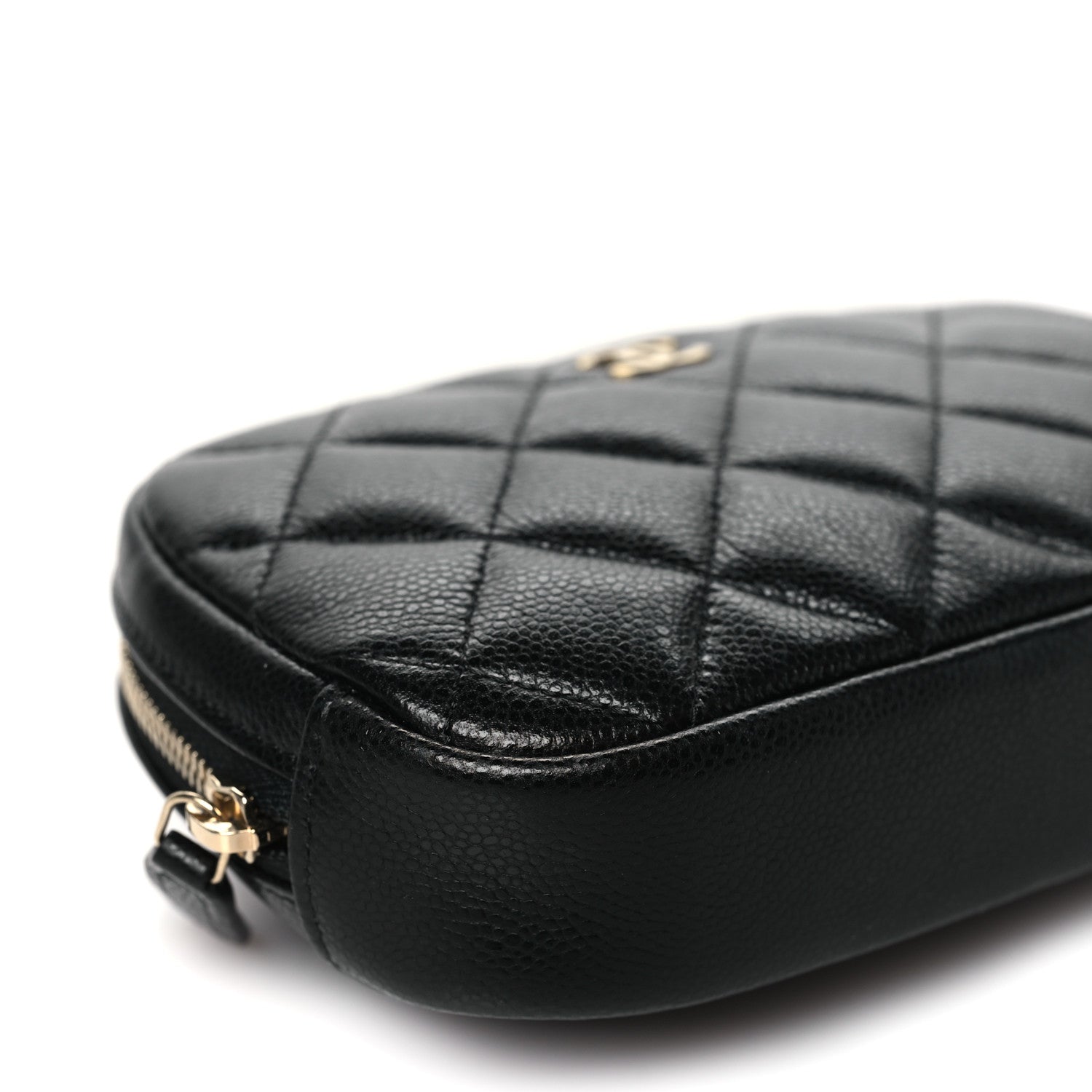 Chanel Caviar Quilted Small Curvy Pouch Cosmetic Case Black 9 of 10