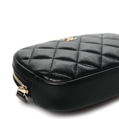 Chanel Caviar Quilted Small Curvy Pouch Cosmetic Case Black 9 of 10