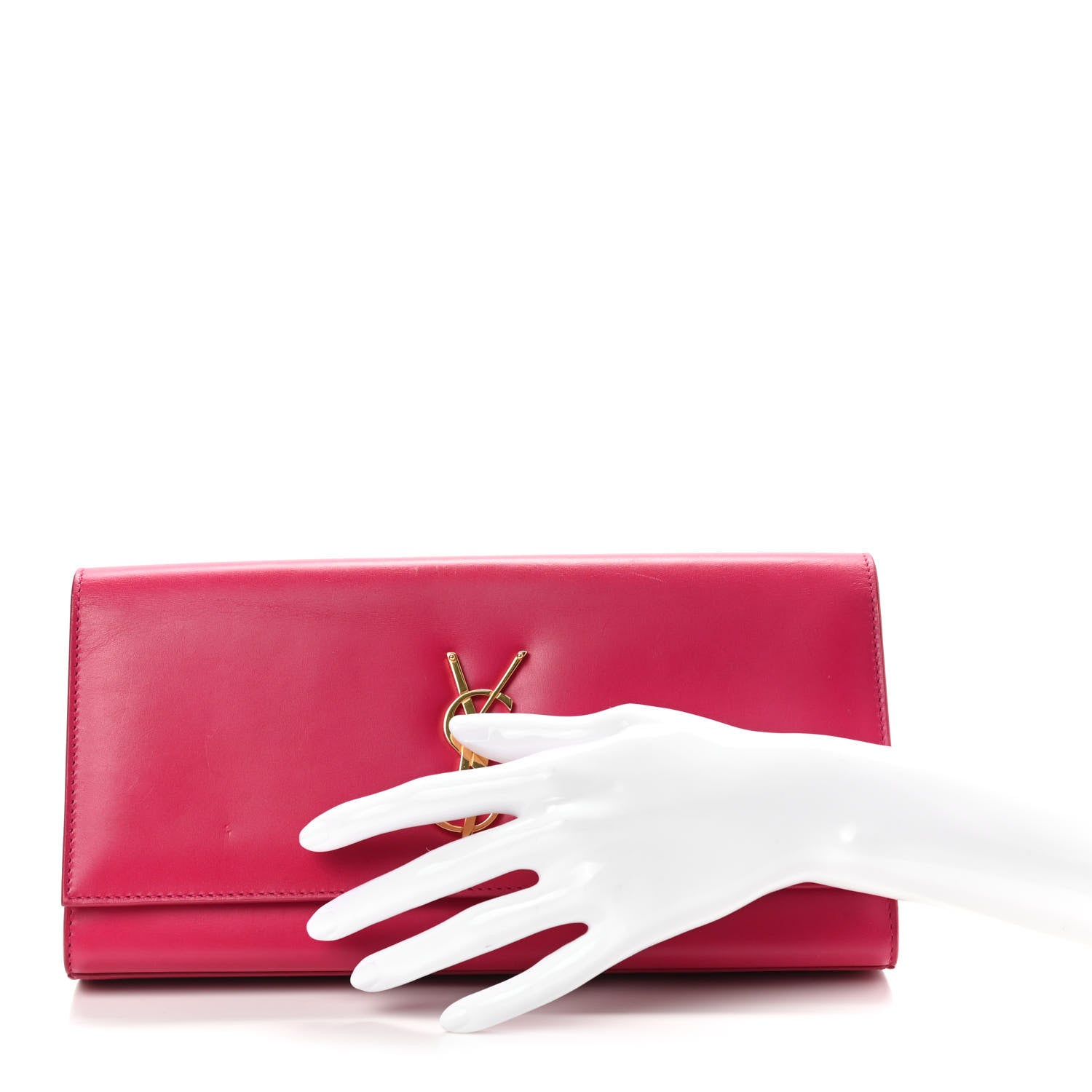 Saint Laurent Smooth Calfskin Classic Monogram Cassandre Clutch Lipstick Fuchsia 2 of 6