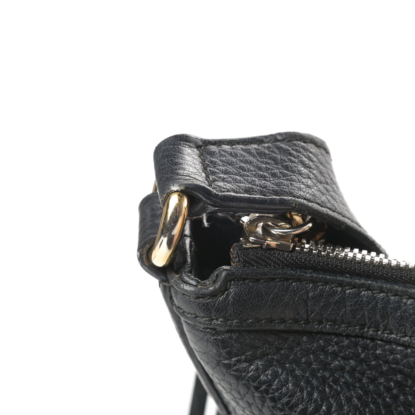 Pebbled Calfskin Small Soho Hobo Black