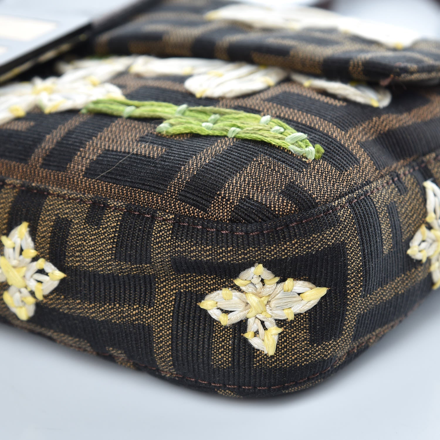 Fendi Zucca Flower Applique Baguette Tobacco 8 of 12
