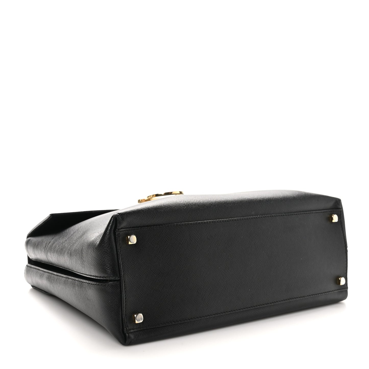 Hammered Calfskin Gancini Top Handle Bag Black