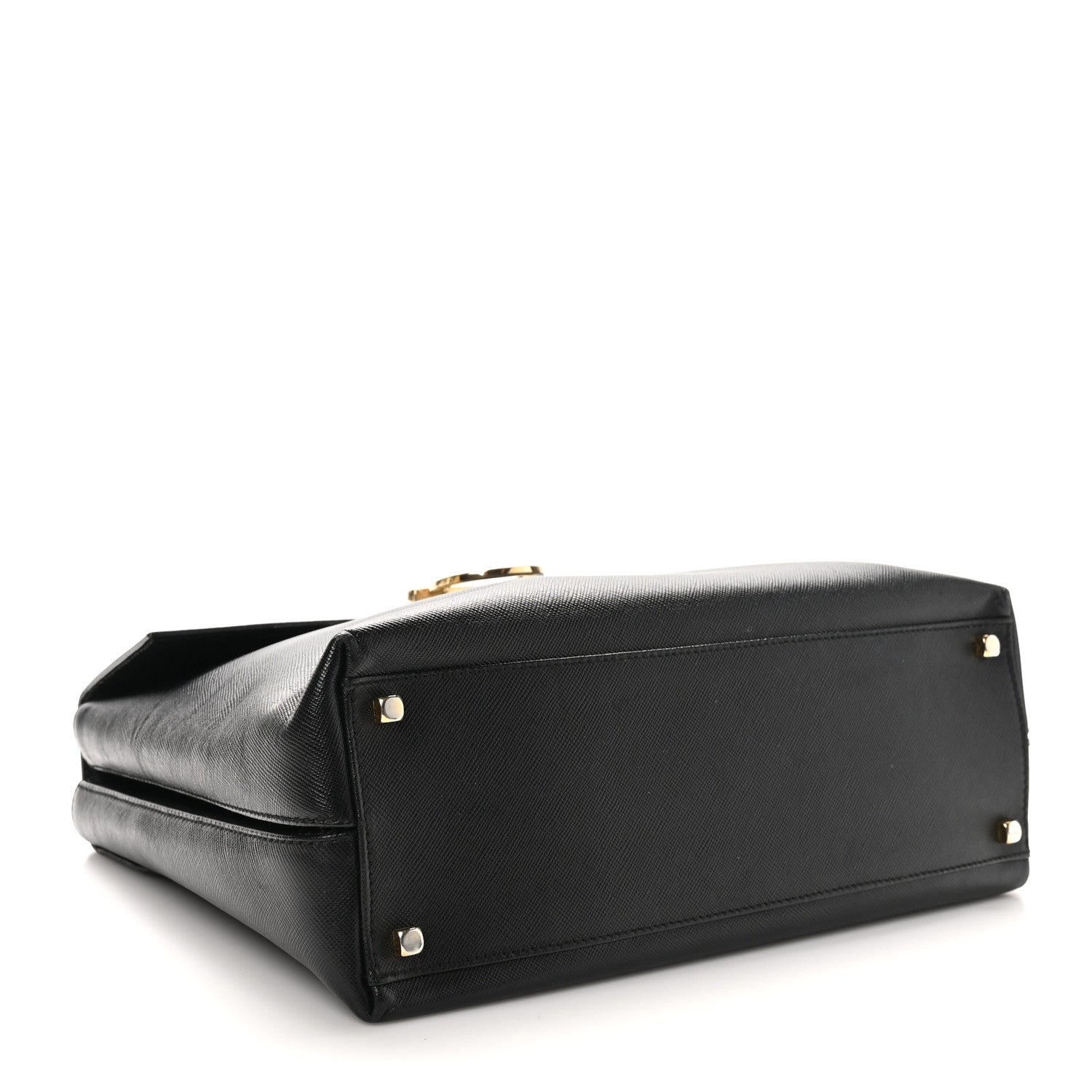 Salvatore Ferragamo Hammered Calfskin Gancini Top Handle Bag Black 4 of 10