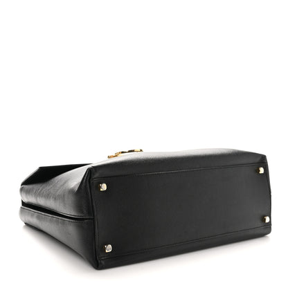 Salvatore Ferragamo Hammered Calfskin Gancini Top Handle Bag Black 4 of 10