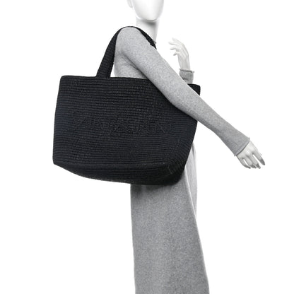 Saint Laurent Raffia Logo Tote Black 2 of 10