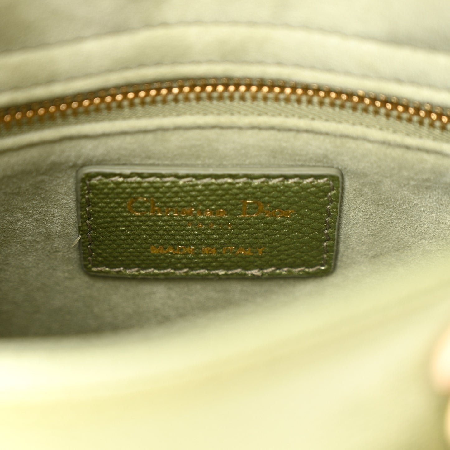 CHRISTIAN DIOR Metallic Lizard Mini Lady Dior Green