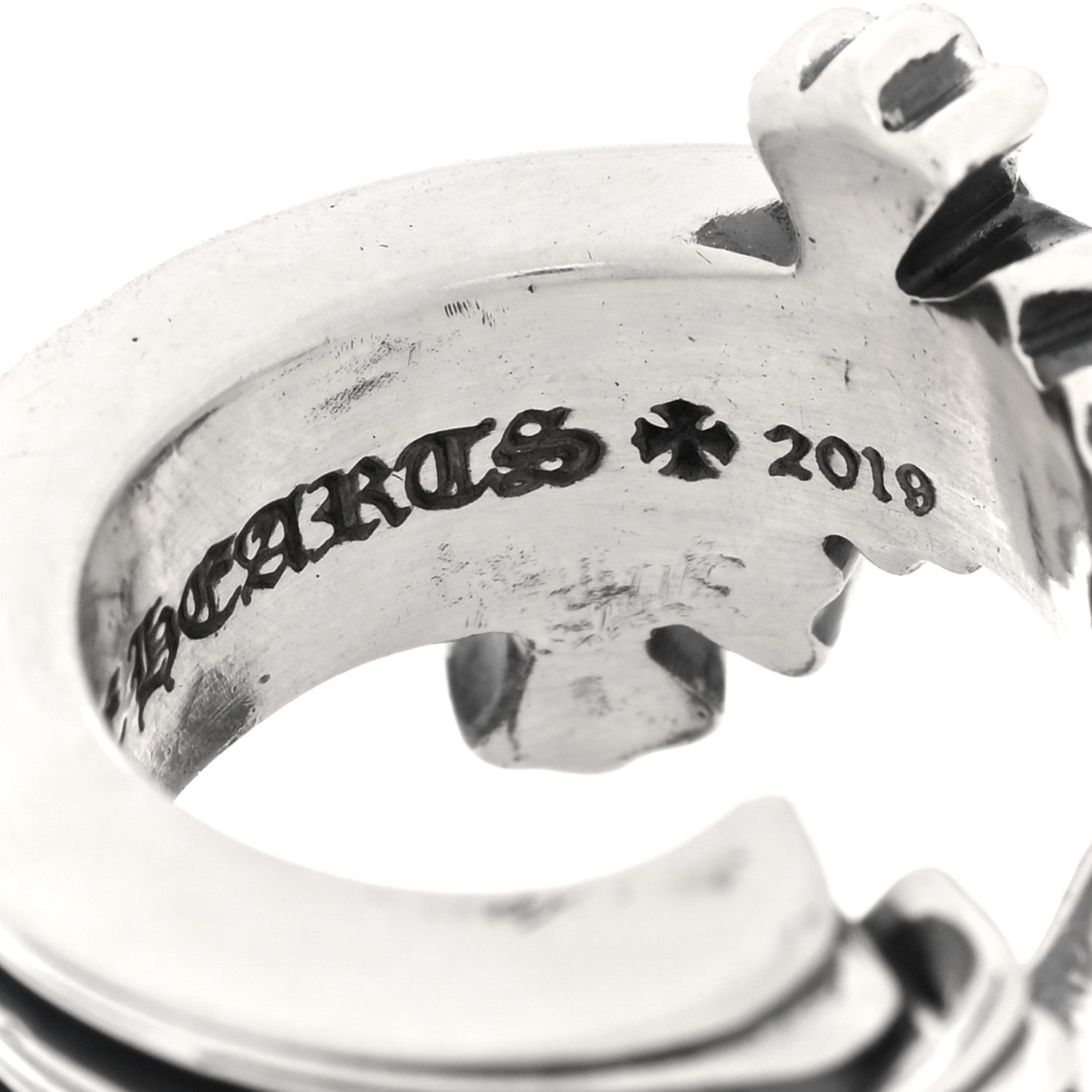 Chrome Hearts Sterling Silver Triple Cross Curve Ring 51 5.75