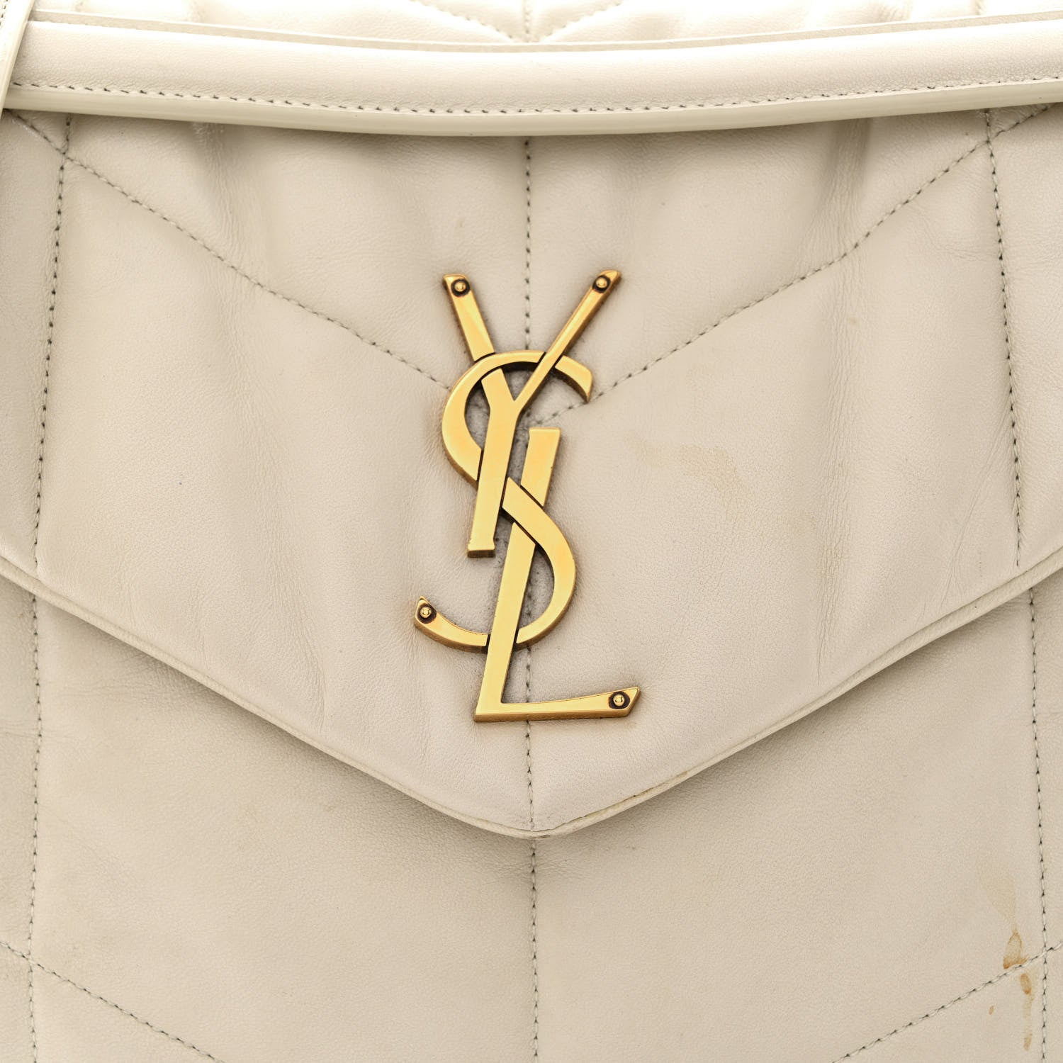 Saint Laurent Lambskin Quilted Medium Loulou Puffer Monogram Chain Satchel Crema Soft 8 of 19