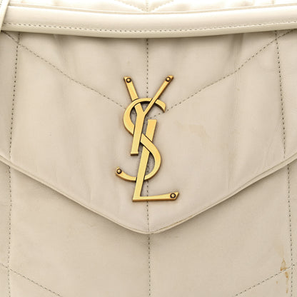 Saint Laurent Lambskin Quilted Medium Loulou Puffer Monogram Chain Satchel Crema Soft 8 of 19