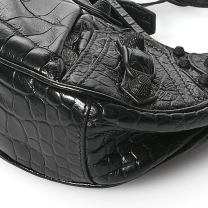 Balenciaga Extra Supple Calfskin Crocodile Embossed Monochrome Le Cagole Shoulder Bag XS Black 11 of 11