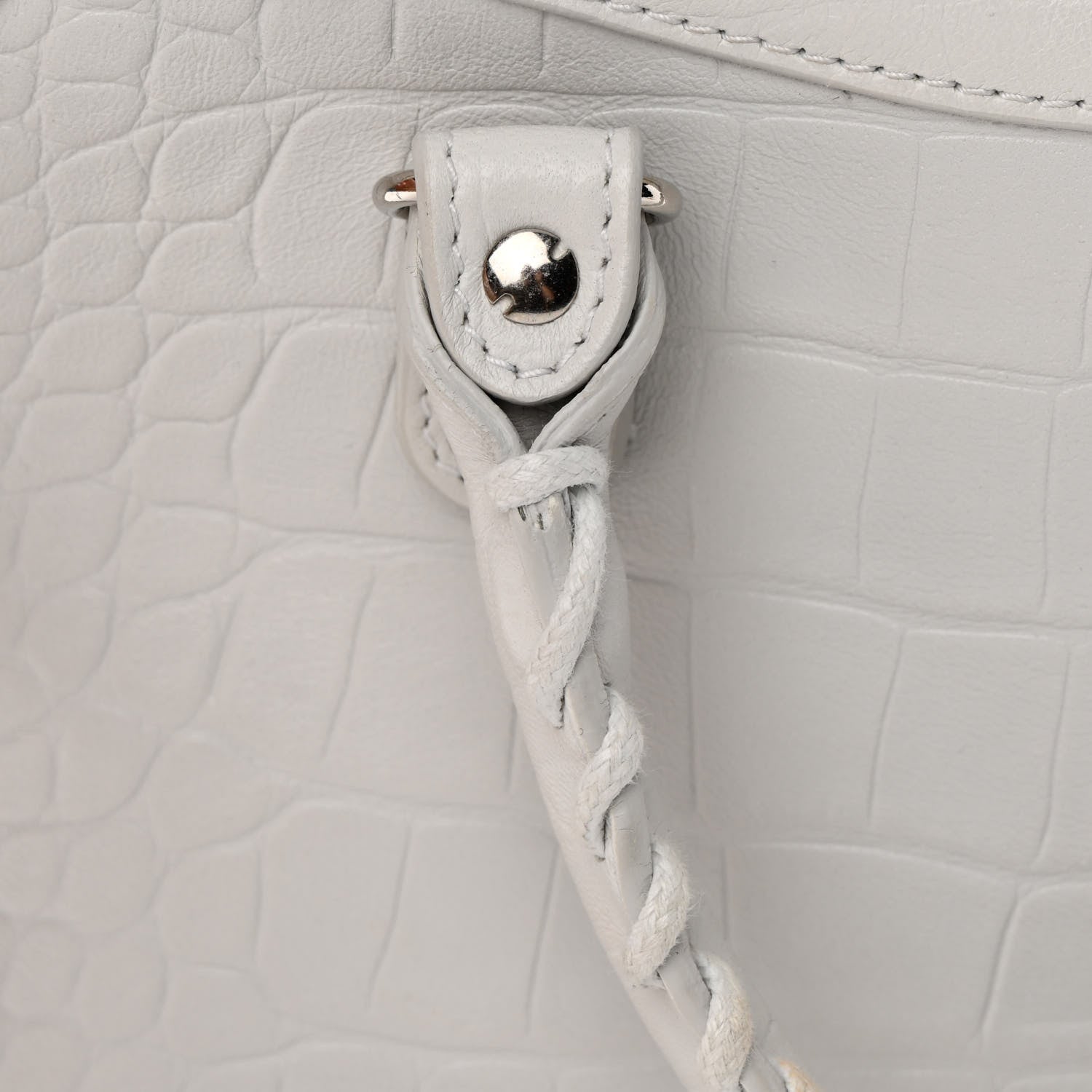Balenciaga Matte Supple Lambskin Crocodile Embossed Classic Silver Hardware S City White 13 of 15