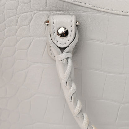 Balenciaga Matte Supple Lambskin Crocodile Embossed Classic Silver Hardware S City White 13 of 15