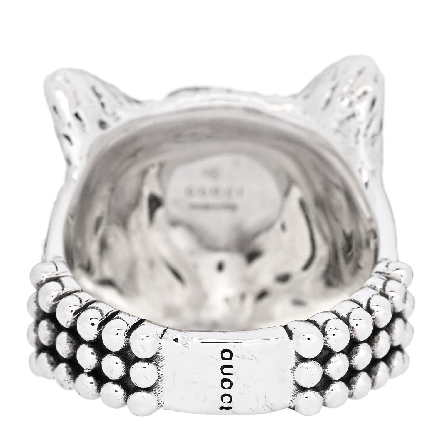 Gucci Sterling Silver Turquoise Anger Forest Wolf Head Ring 60 9 4 of 8