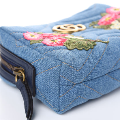 Gucci Denim Matelasse Flower Japan Limited GG Marmont Cosmetic Case Blue 8 of 10