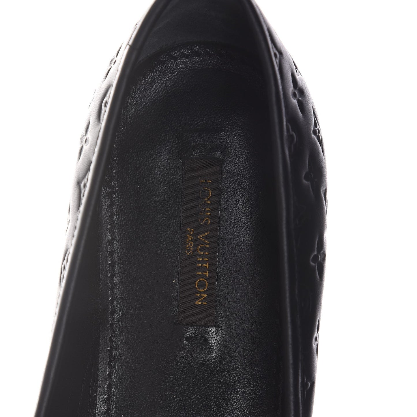 Calfskin Embossed Monogram Debbie Ballerina Flats 38.5 Black