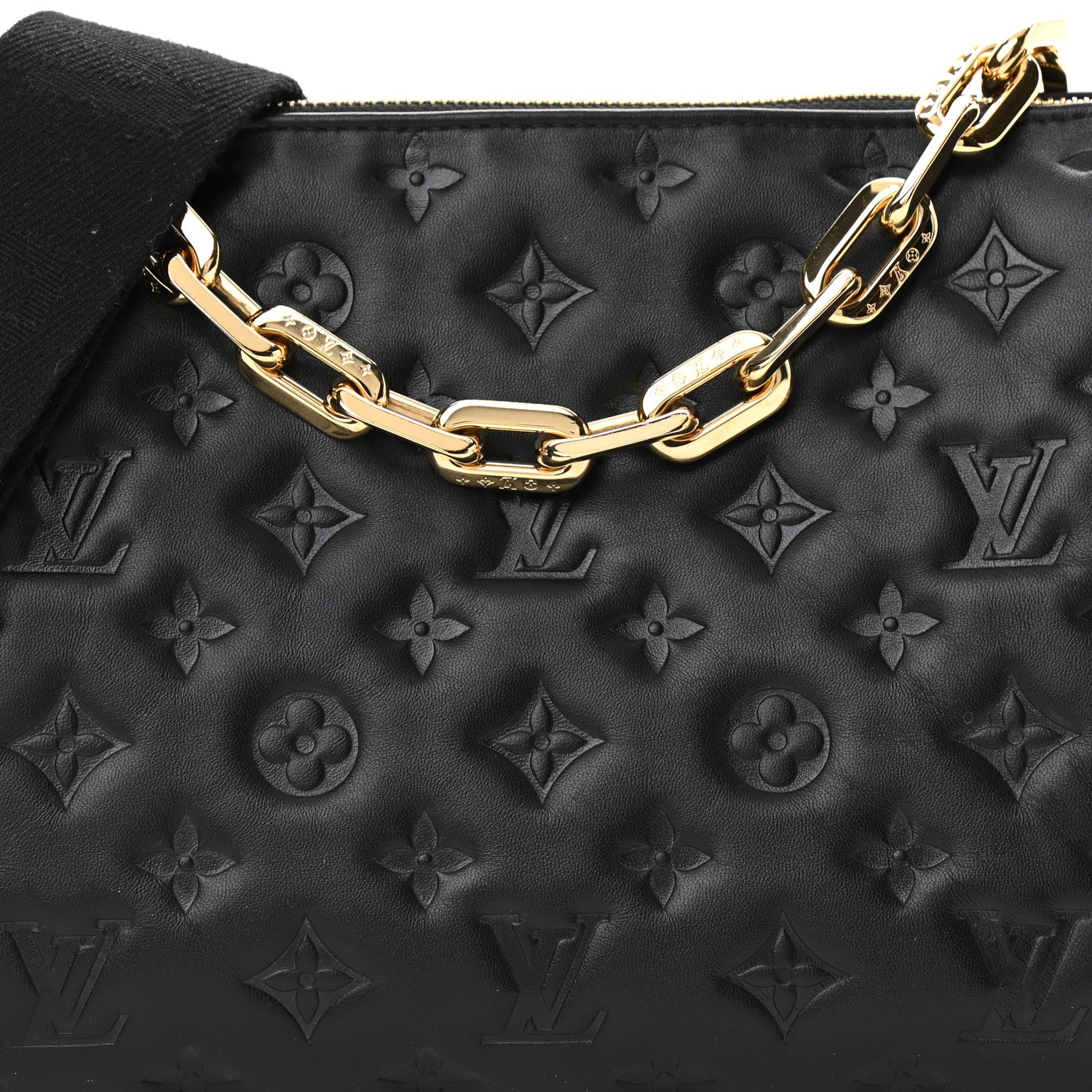 Louis Vuitton Lambskin Embossed Monogram Coussin PM Black 9 of 13
