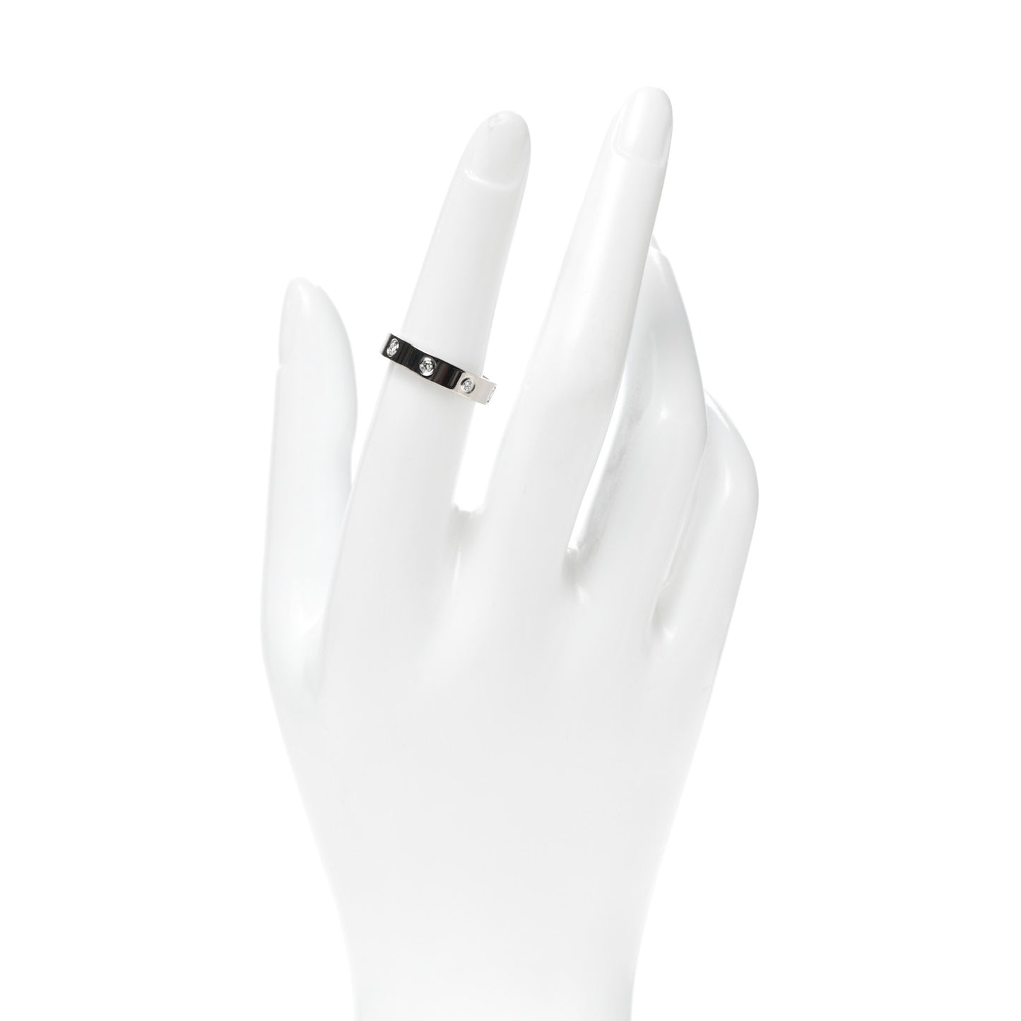 18K White Gold 8 Diamond 4mm Wedding Band LOVE Ring 53 6.25