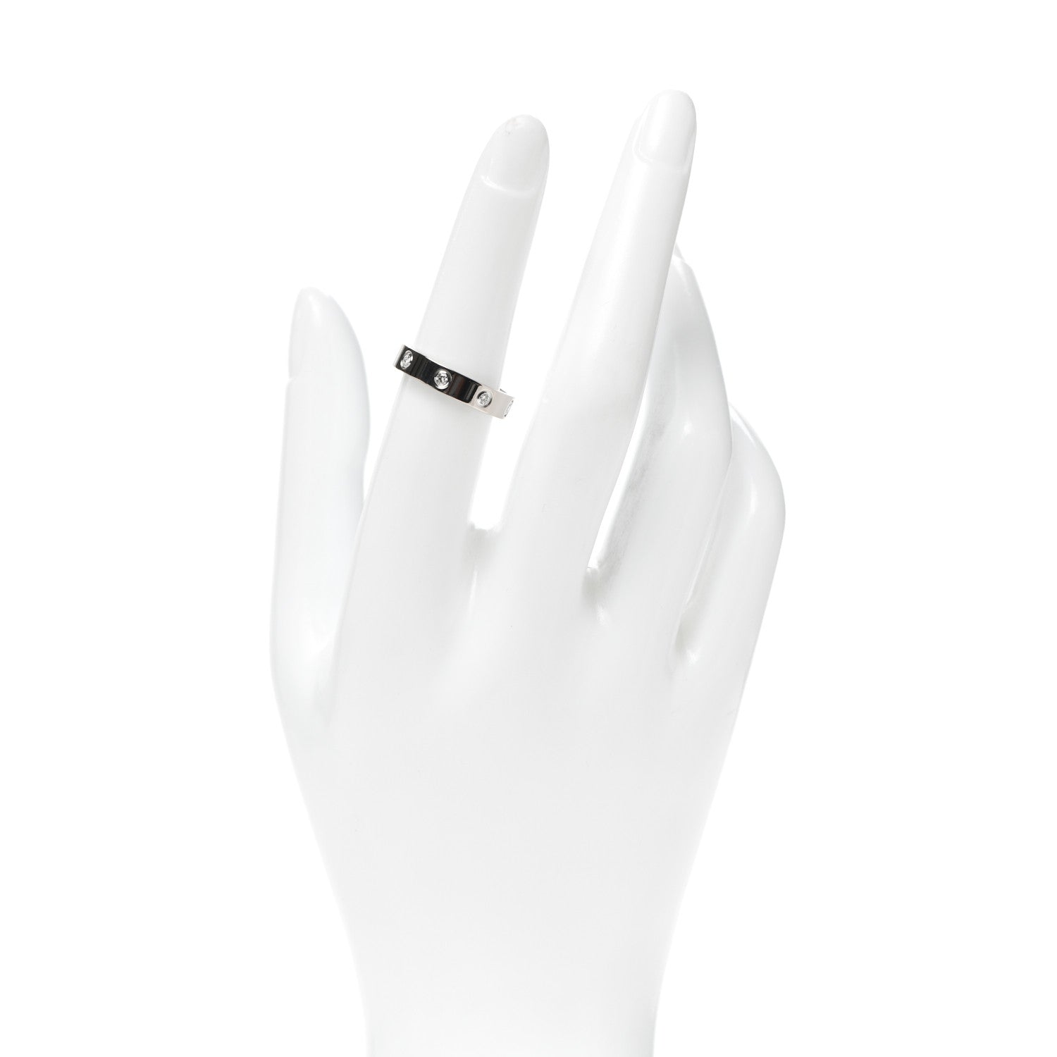 Cartier 18K White Gold 8 Diamond 4mm Wedding Band LOVE Ring 53 6.25 2 of 4