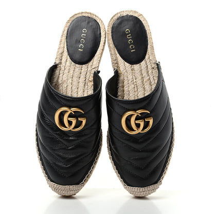 Gucci Nappa Matelasse GG Marmont Espadrille Slippers 35.5 Black 5 of 11