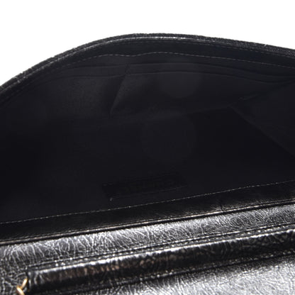 Chanel Cracked Metallic Calfskin Quilted Zip Away Chain Clutch Dark Silver 5 of 8