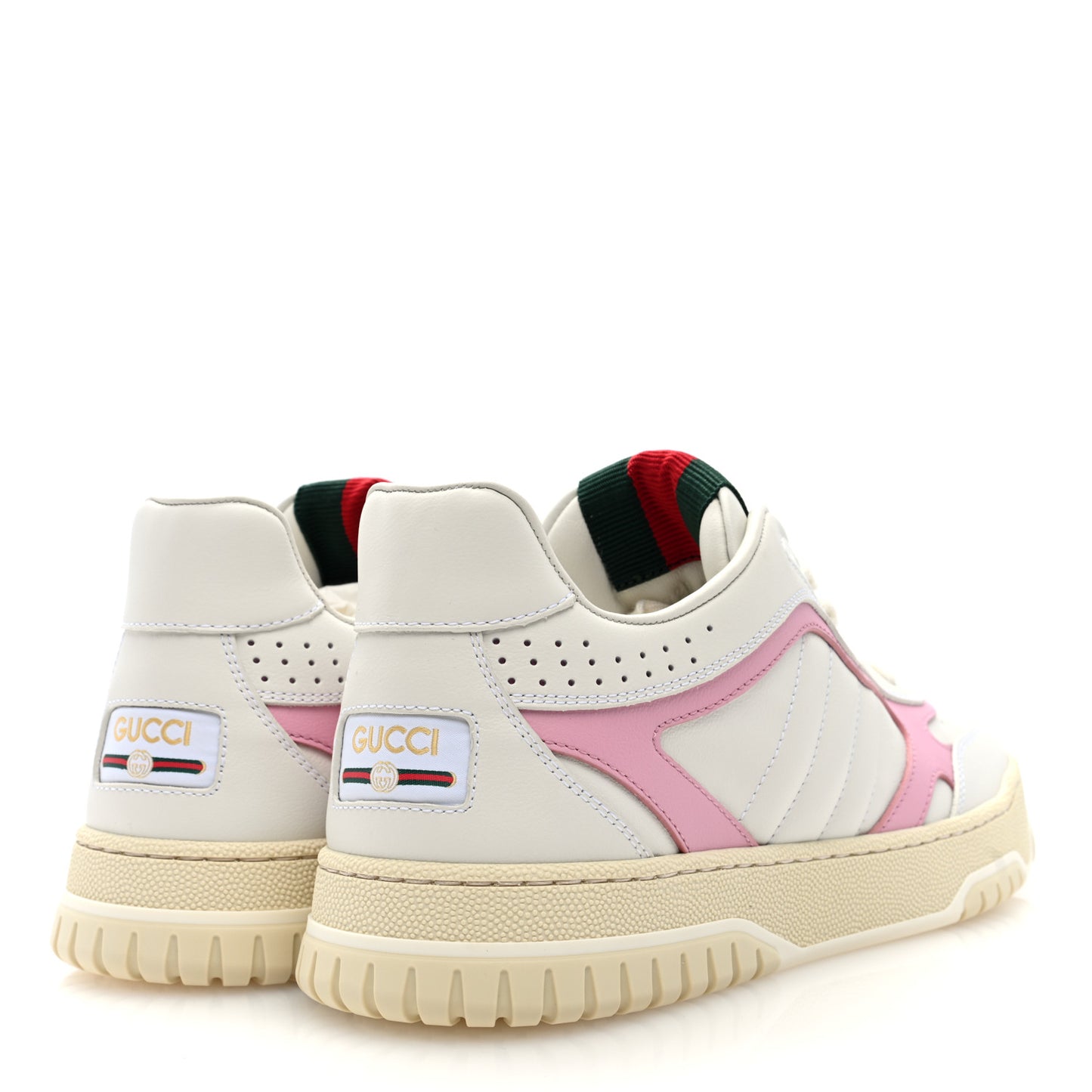 Calfskin Womens Re-Web Sneakers 39.5 White Pink