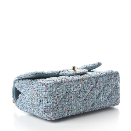 Chanel Tweed Quilted Mini Rectangular Flap Turquoise Purple White Red 4 of 10