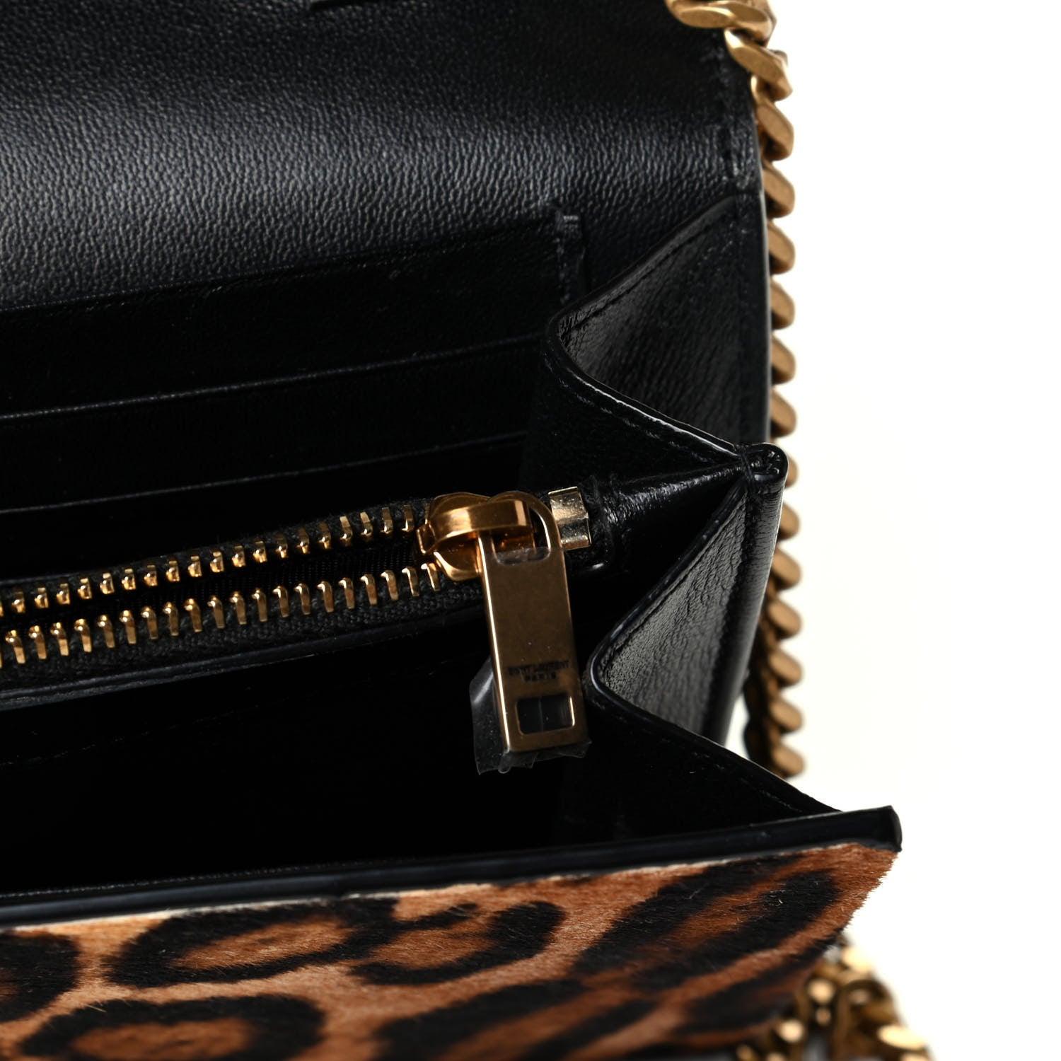 Saint Laurent Calf Hair Monogram Chain Wallet Leopard 5 of 6