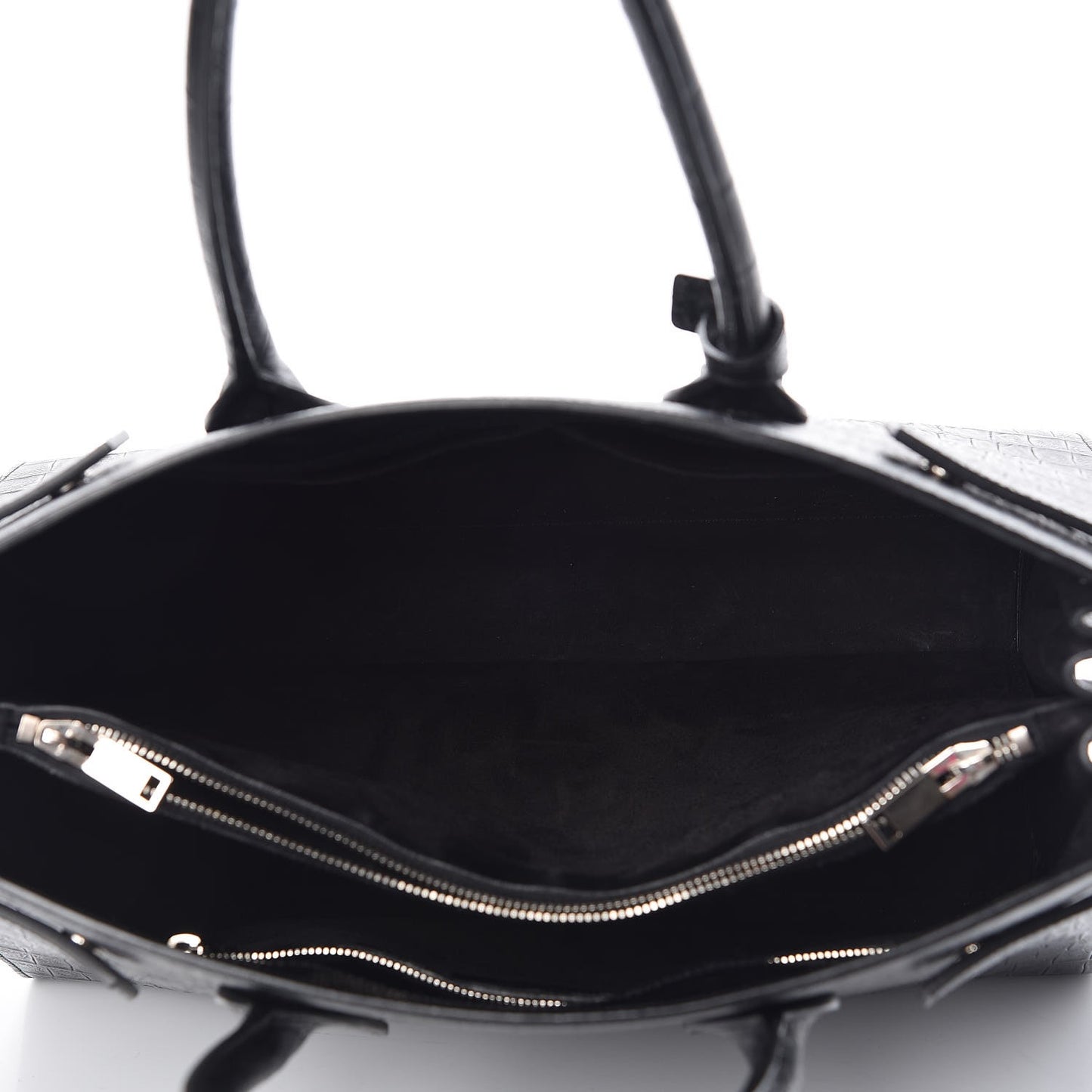 Calfskin Crocodile Embossed Large Sac De Jour Carryall Black