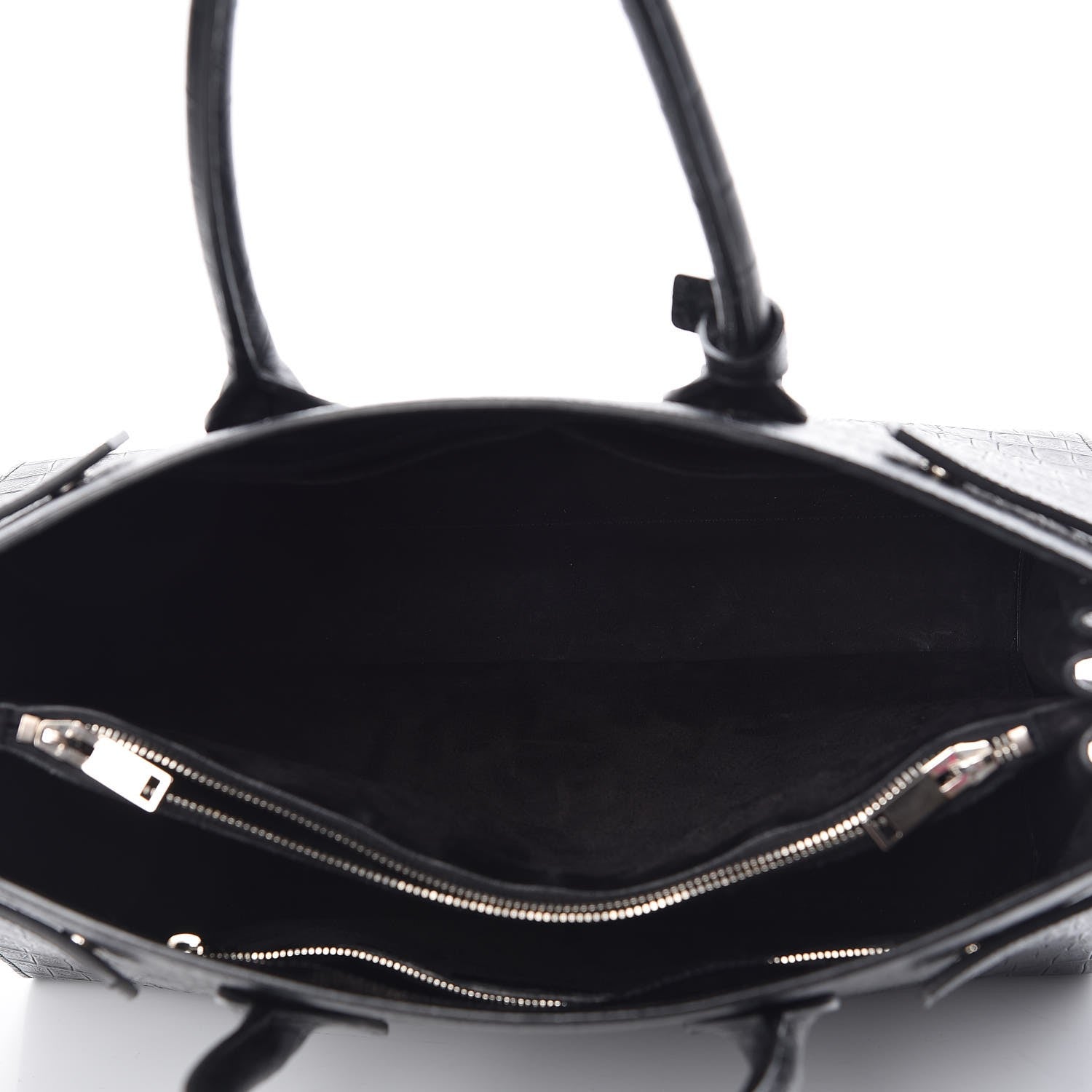 Saint Laurent Calfskin Crocodile Embossed Large Sac De Jour Carryall Black 6 of 8
