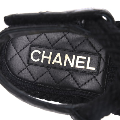 Chanel Cord Lambskin Quilted Logo Sandals 36 Black 6 of 13