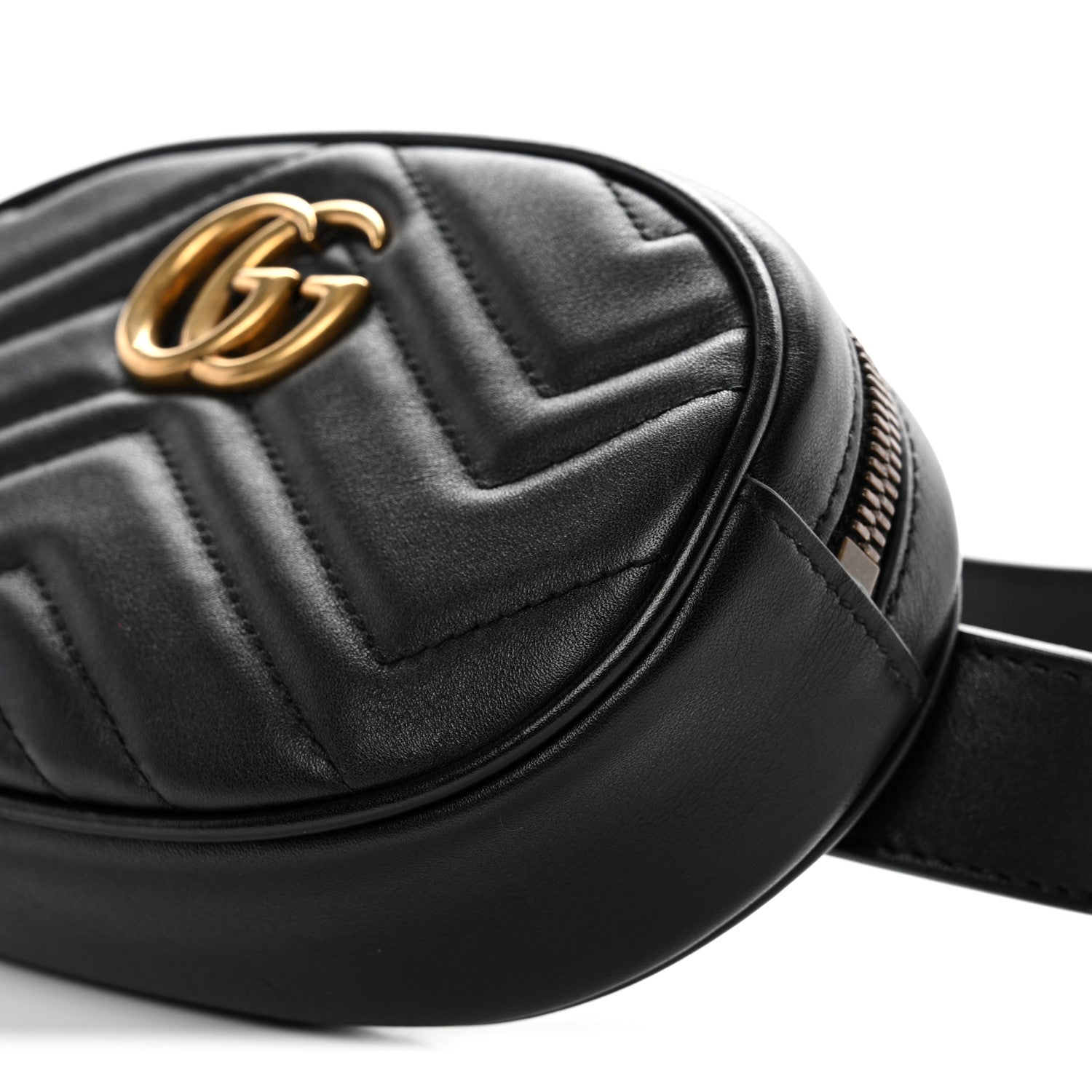Gucci Calfskin Matelasse GG Marmont Belt Bag 95 38 Black 10 of 10