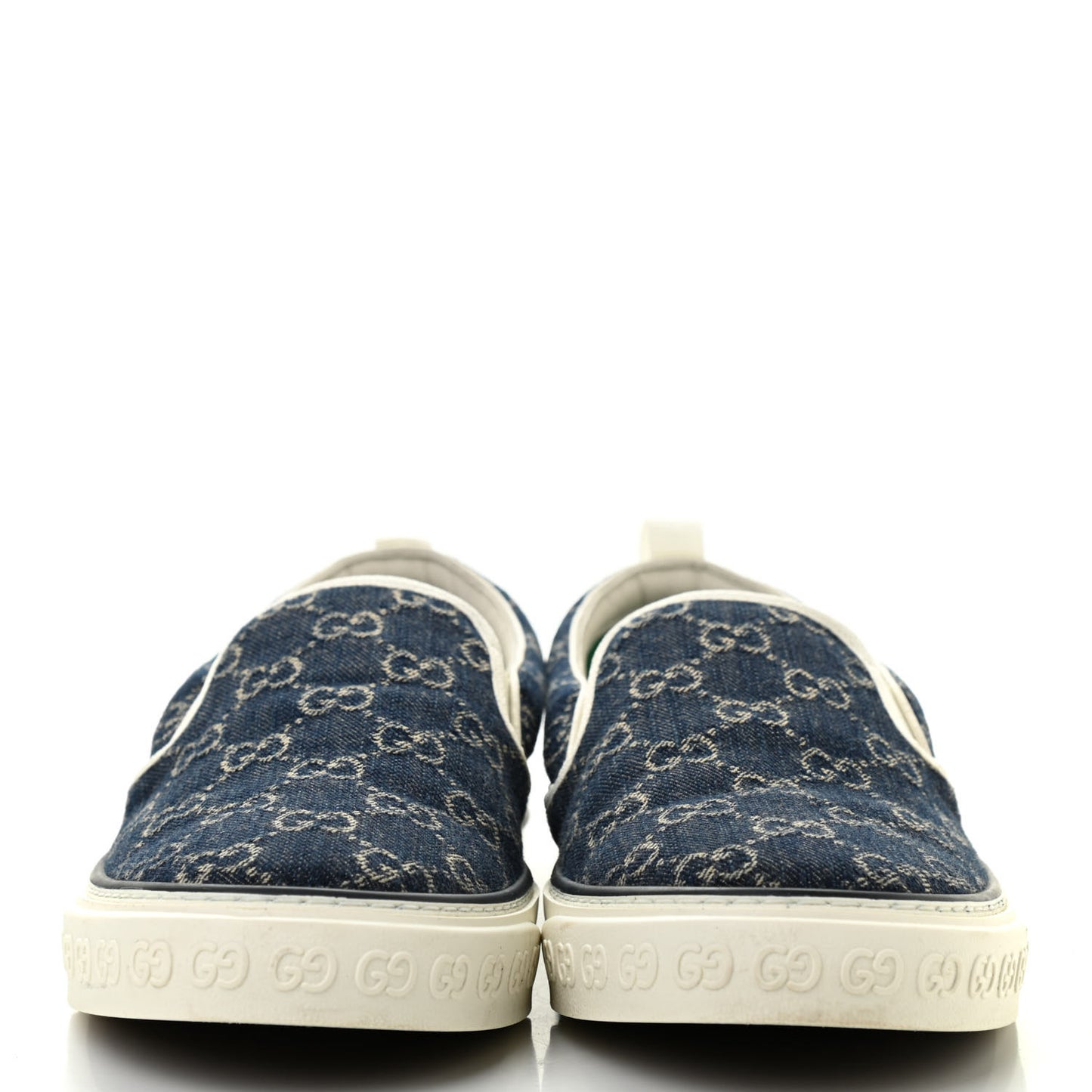 New Denim GG Monogram Mens 1977 Tennis Slip On Sneakers 9.5 Blue Tea Mystic White