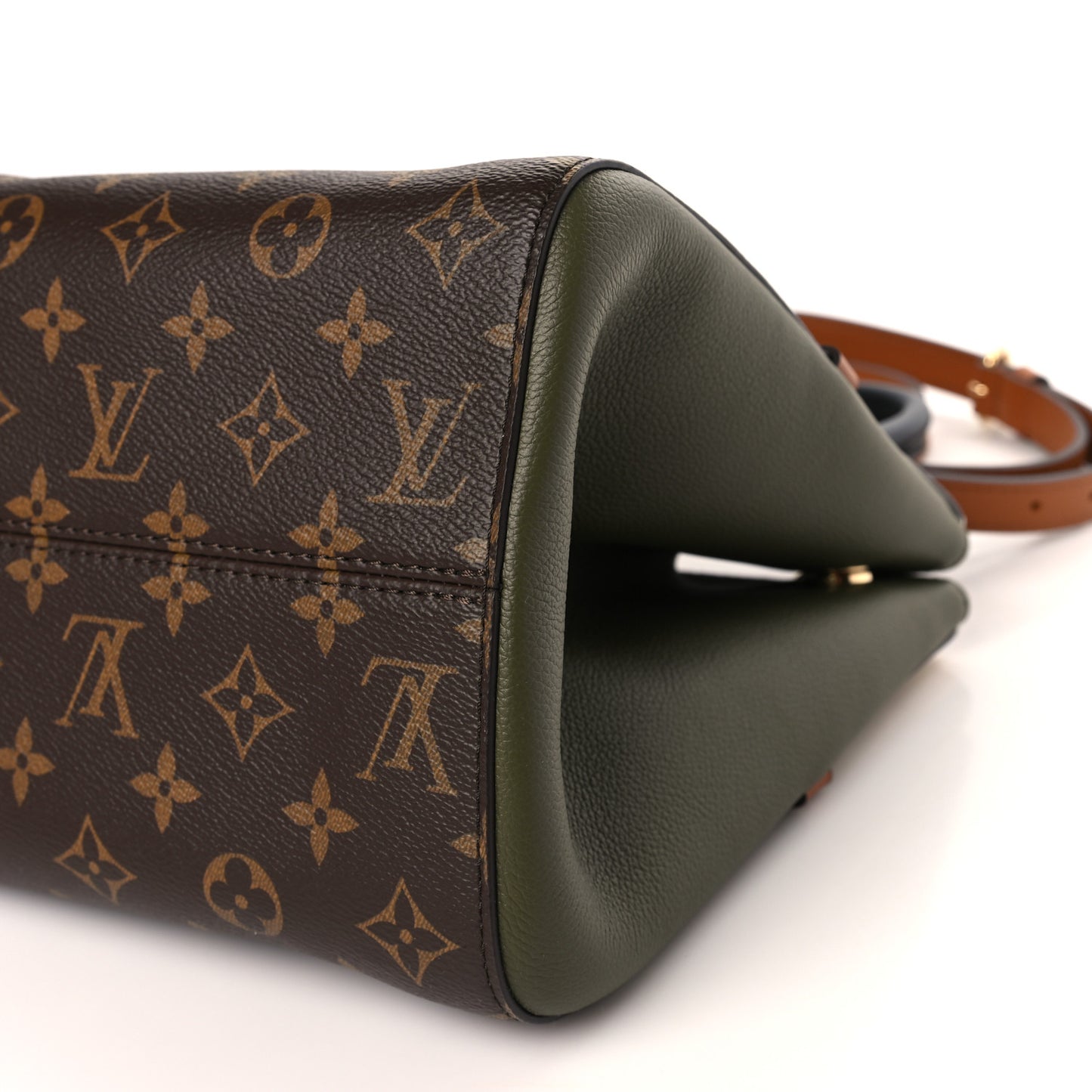 Calfskin Monogram Fold Tote PM Cream Khaki Black
