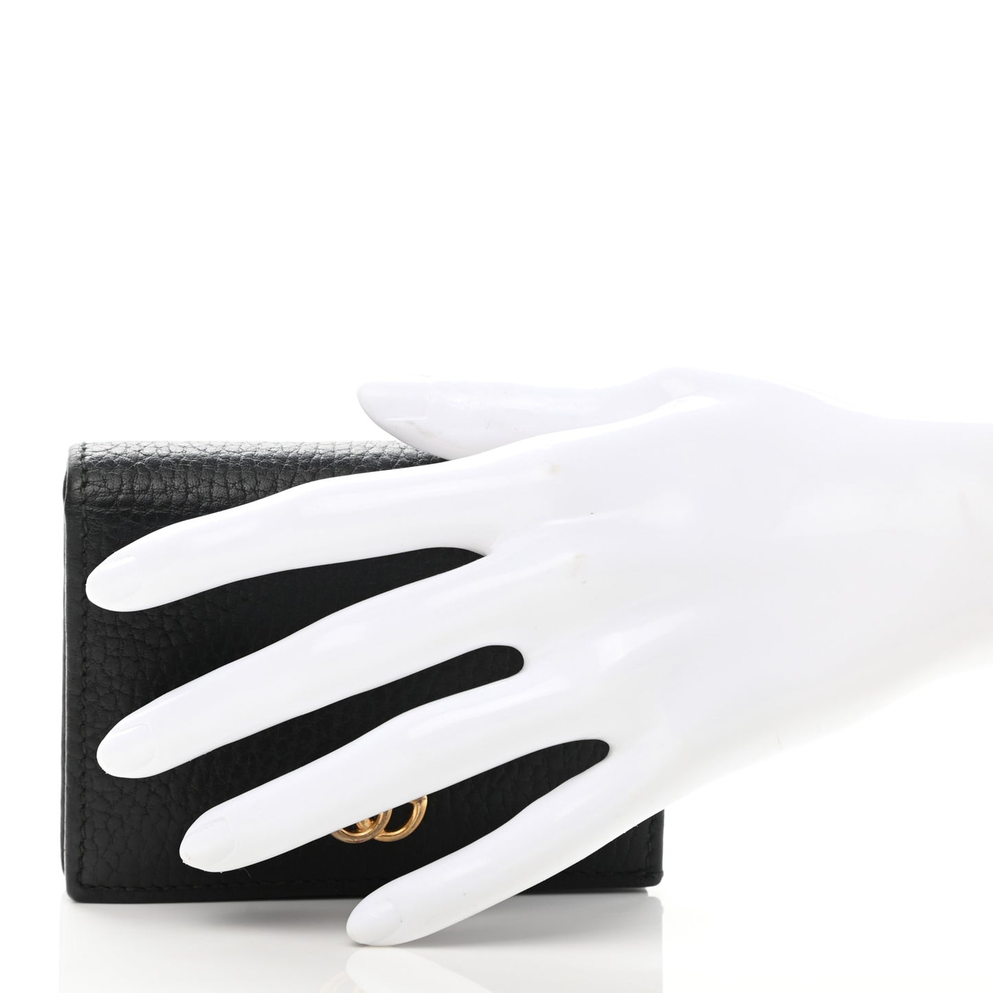 Pebbled Calfskin GG Marmont Card Case Black