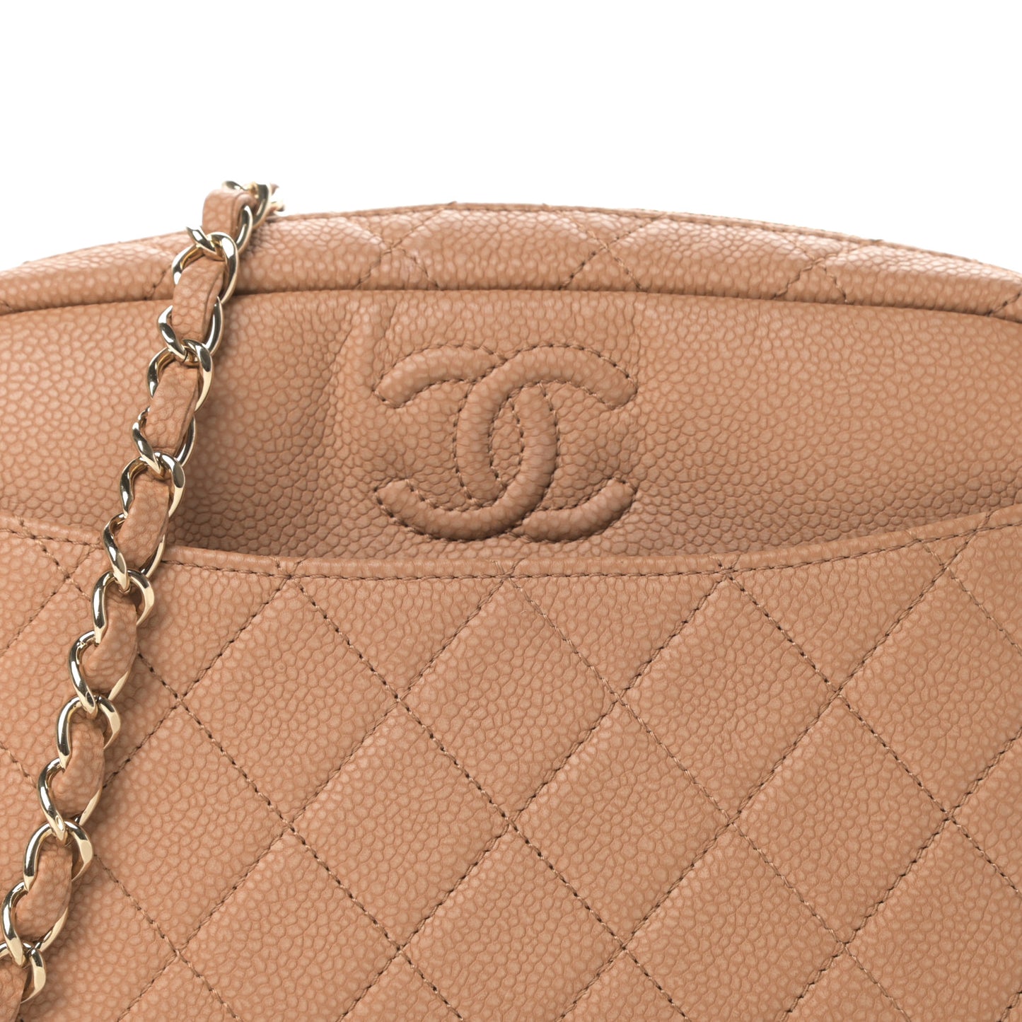 Caviar Quilted Coco Tassel Camera Case Beige