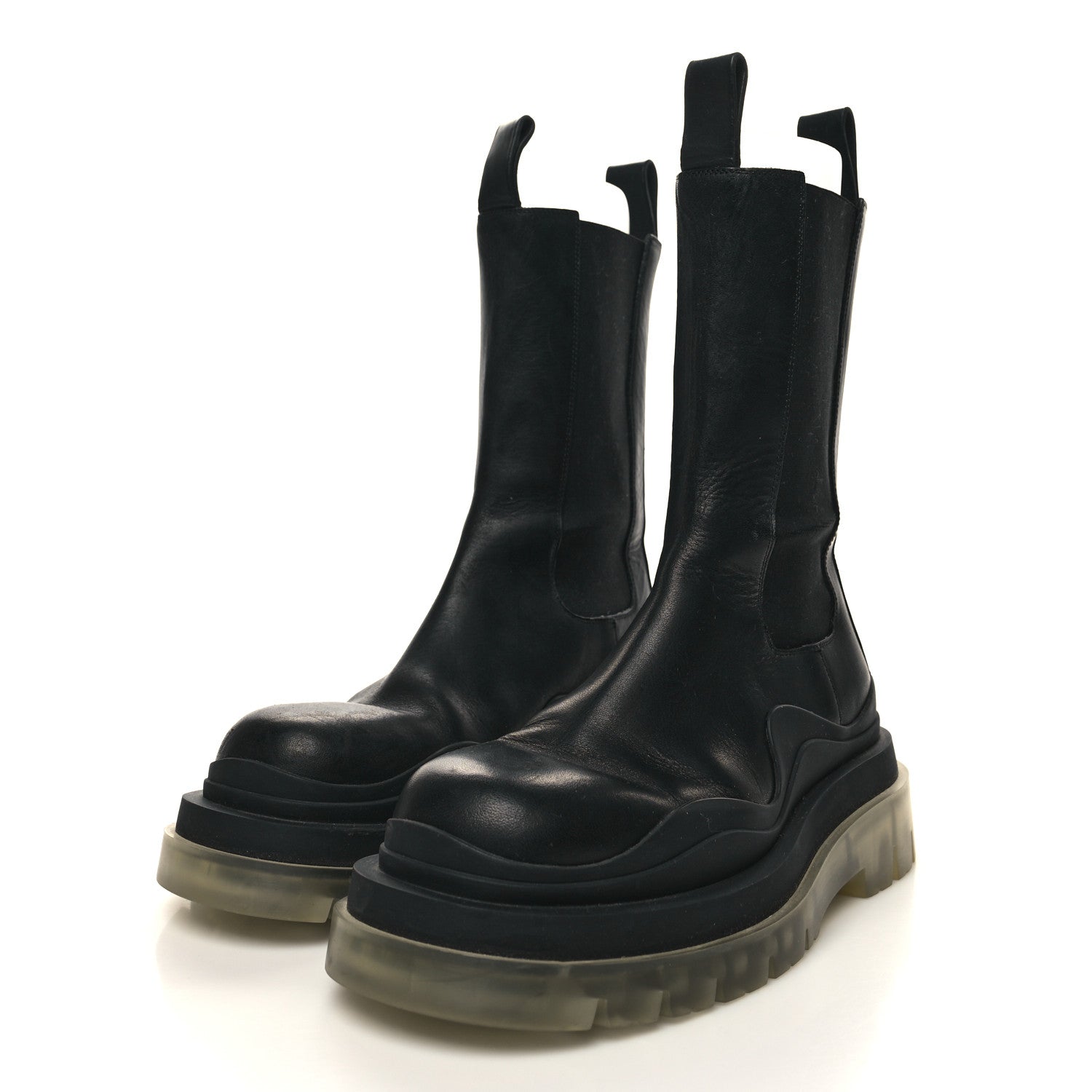 Bottega Veneta Calfskin The Tire Chelsea Boots 37.5 Black Transparent 3 of 9