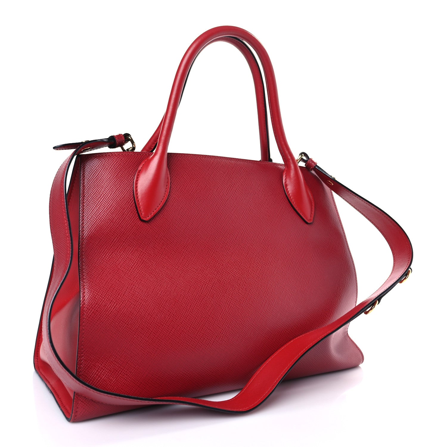 Prada Saffiano Cuir Calfskin Medium Monochrome Top Handle Tote Fuoco 3 of 8