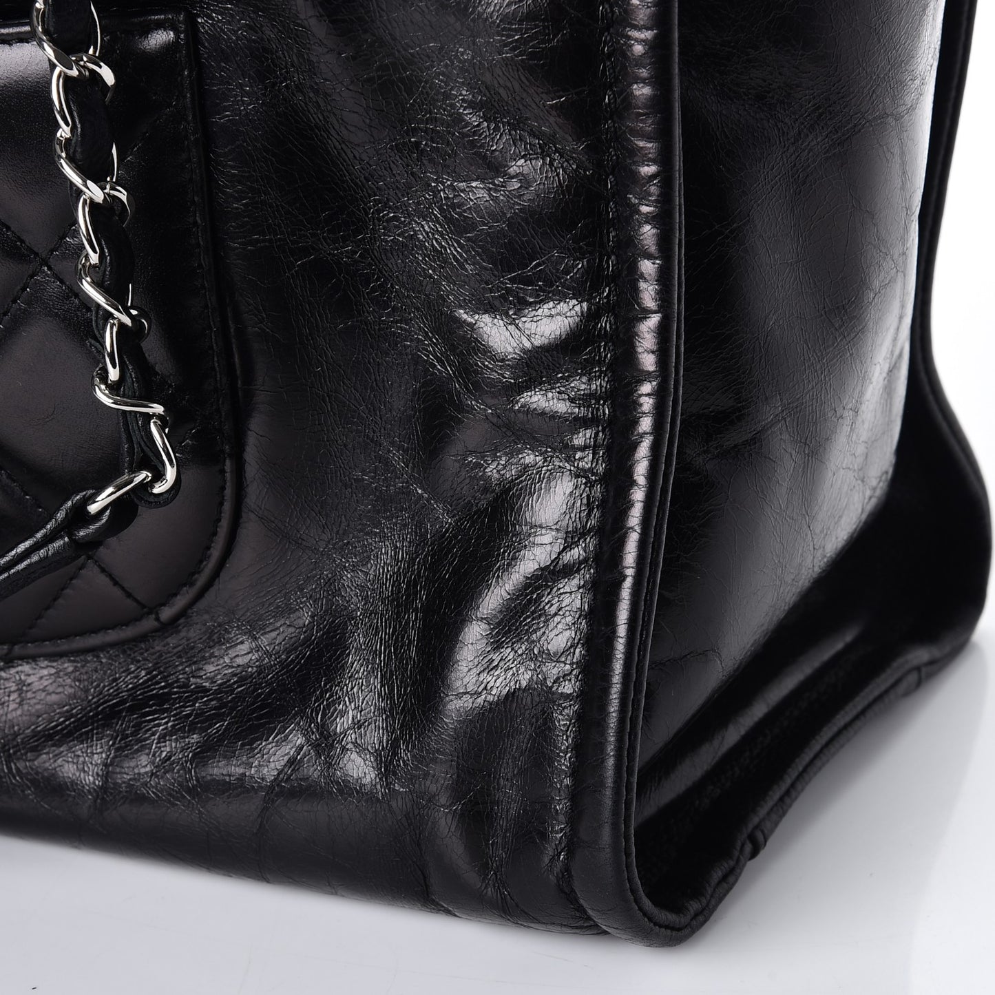 Glazed Calfskin Small Deauville Tote Black
