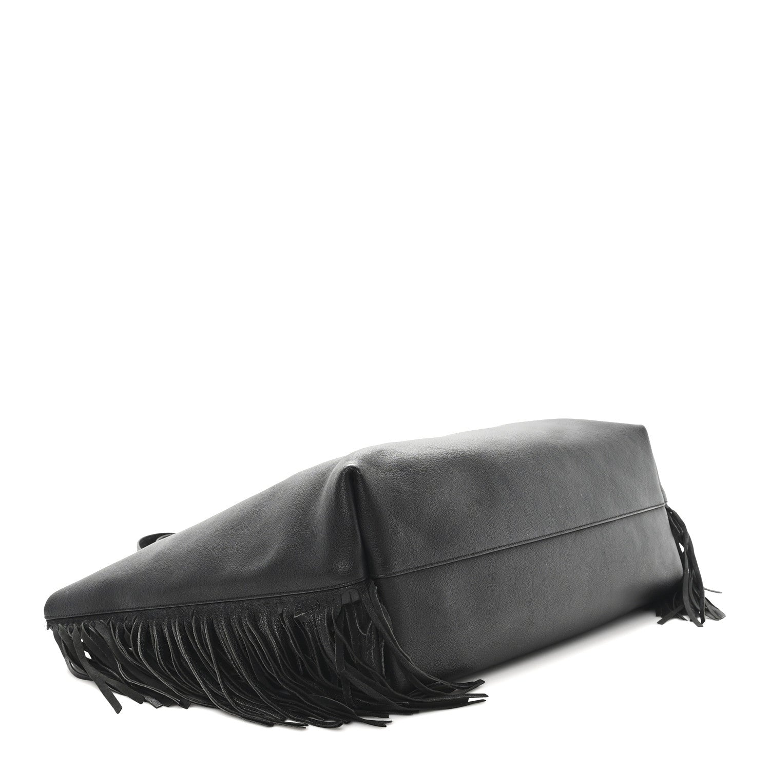 Saint Laurent Calfskin Large Fringe Shopping Tote Black 5 of 13