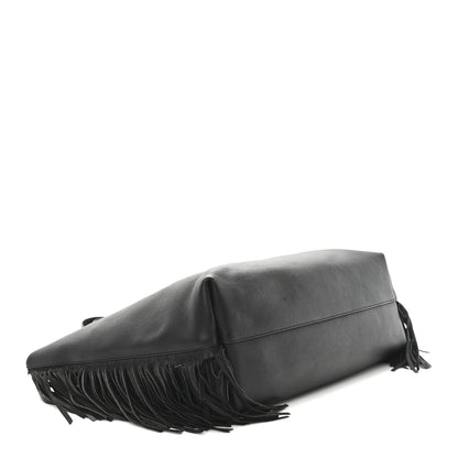 Saint Laurent Calfskin Large Fringe Shopping Tote Black 5 of 13