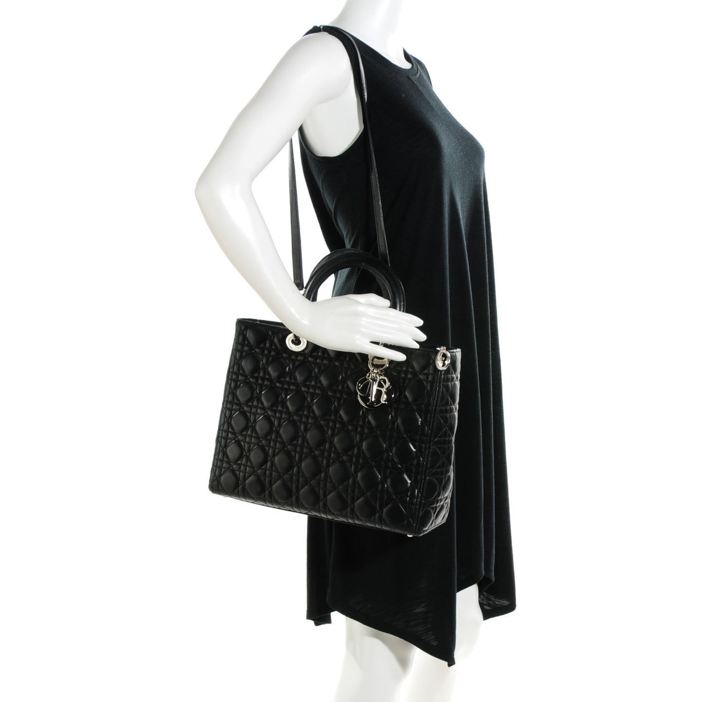 Lambskin Cannage Large Lady Dior Black