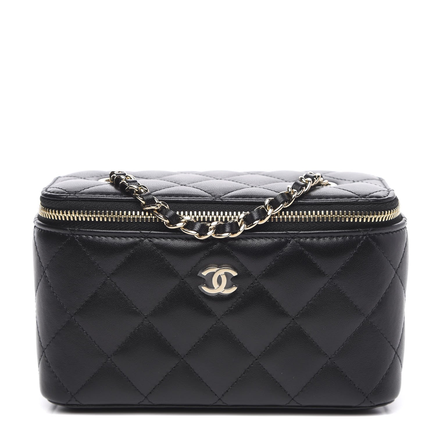 Chanel Lambskin Quilted Small Vanity Case With Chain Black 1 of 10