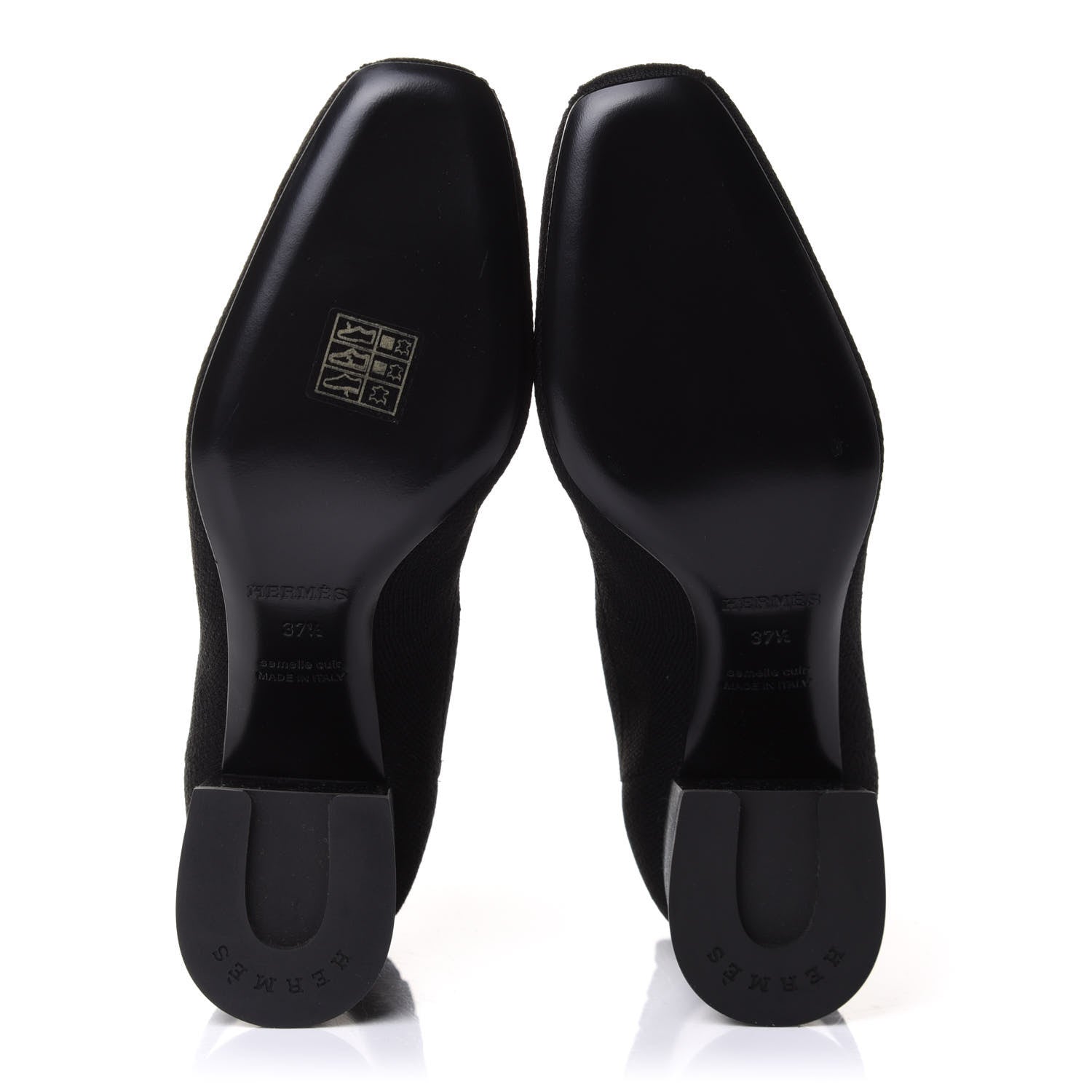 Hermes Knit Calfskin Volver Ankle Boots 37.5 Black 6 of 9