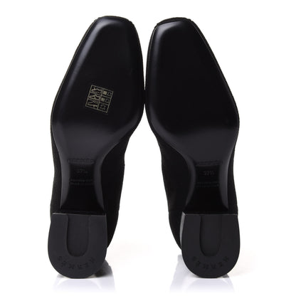 Hermes Knit Calfskin Volver Ankle Boots 37.5 Black 6 of 9