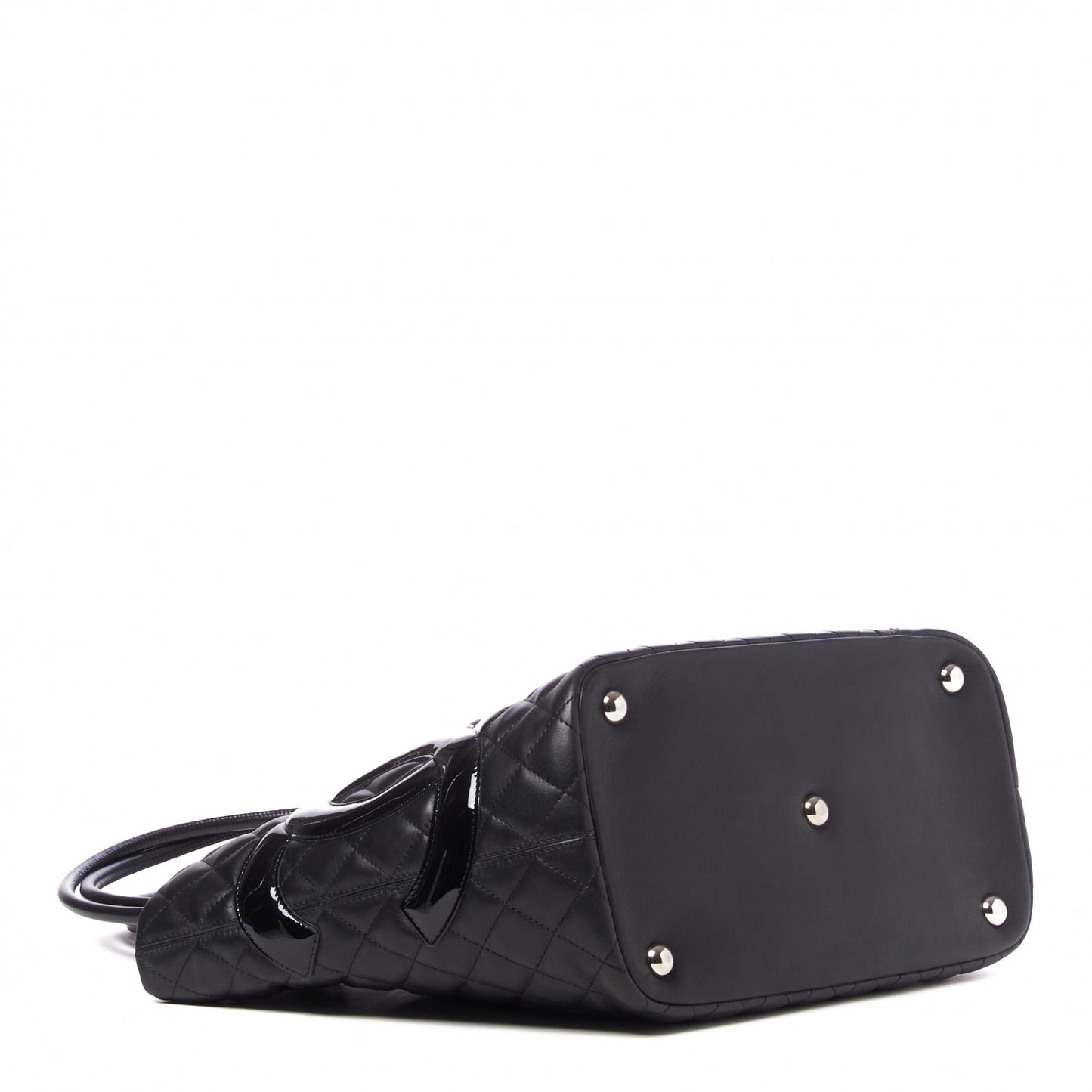Calfskin Quilted Large Cambon Tote Black