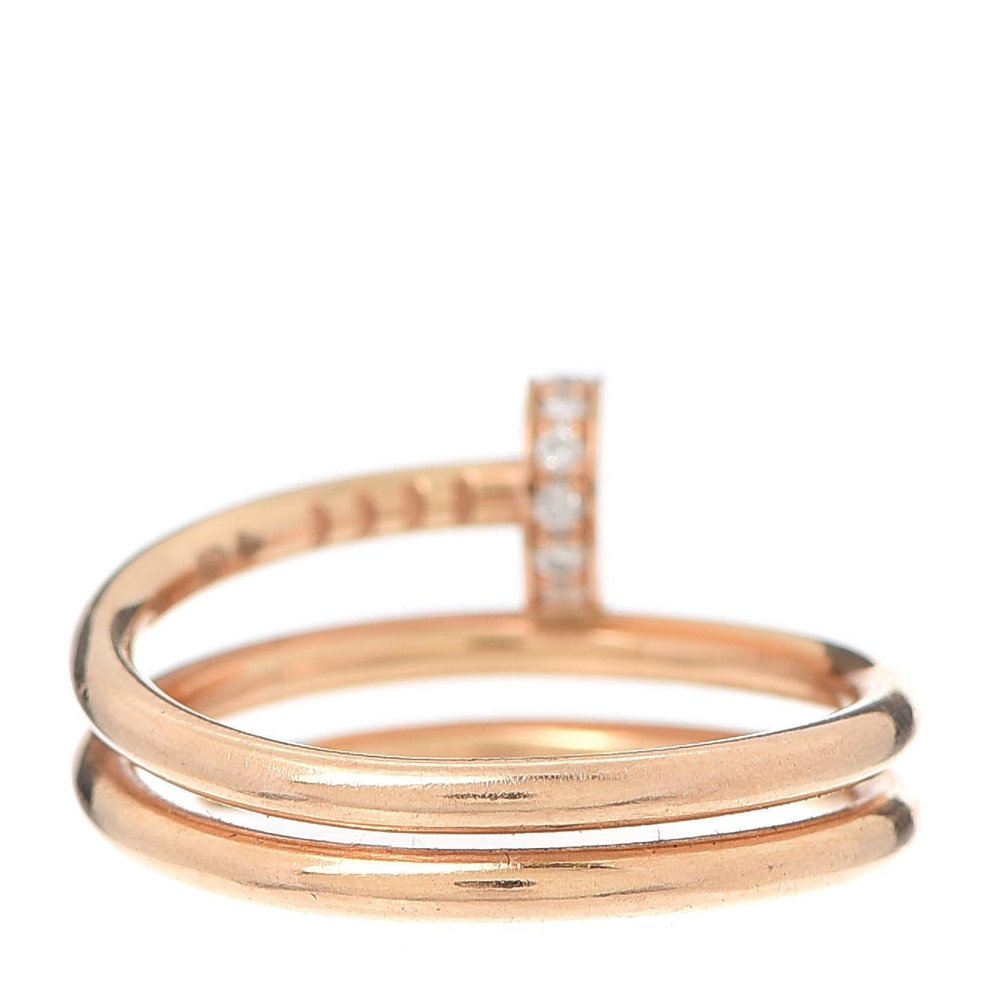 18K Pink Gold Diamond Double Juste Un Clou Ring 53 6.25