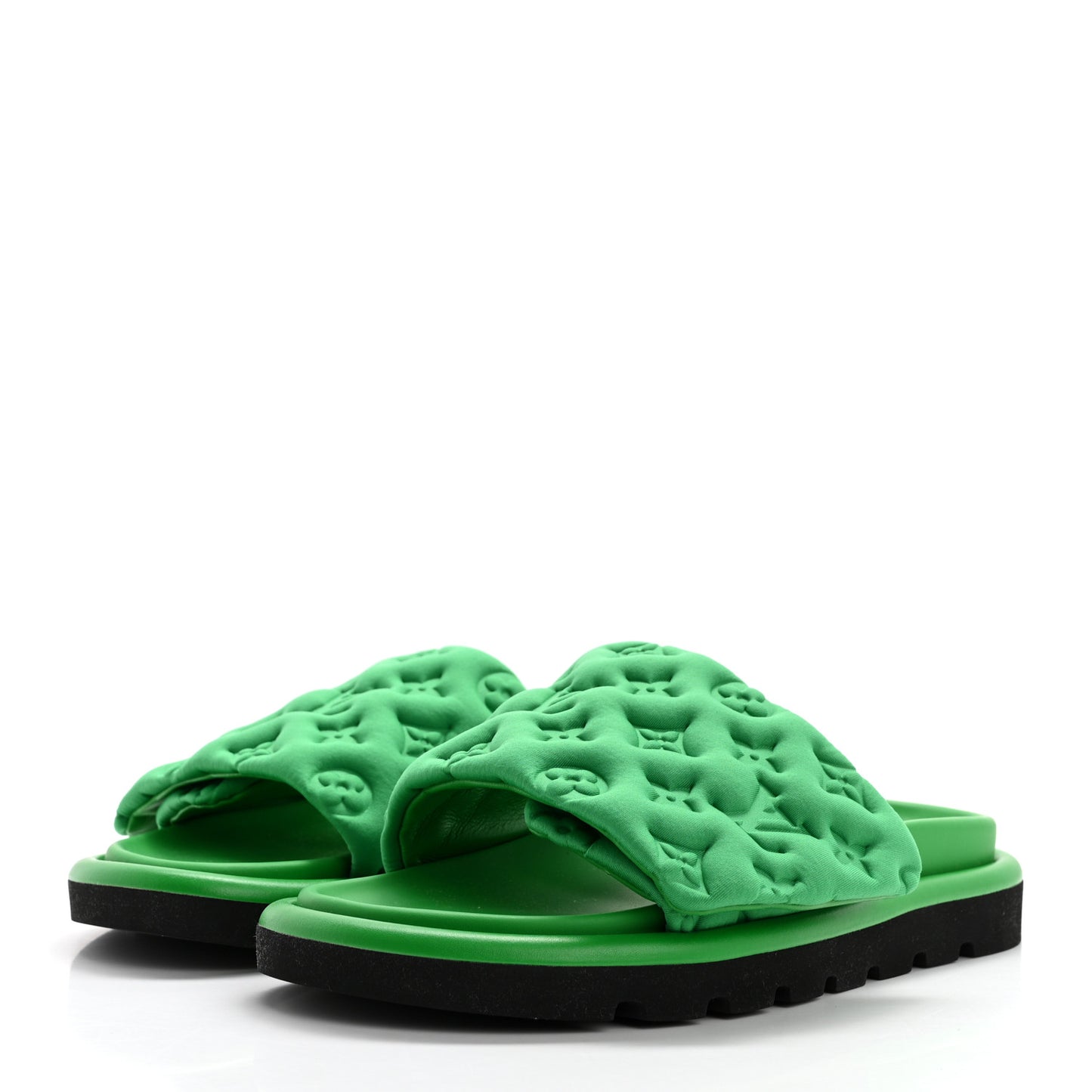 Technical Fabric Embossed Monogram Pool Pillow Comfort Mules 39 Green