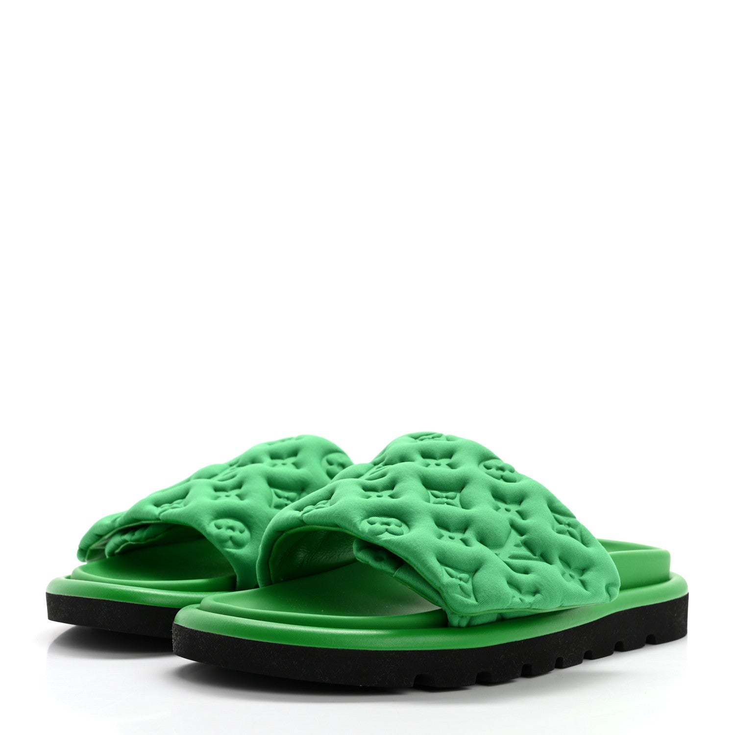 Louis Vuitton Technical Fabric Embossed Monogram Pool Pillow Comfort Mules 39 Green 3 of 8