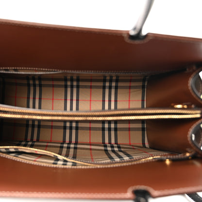 Burberry Calfskin Vintage Check Medium Two Handle Title Bag Black 5 of 12